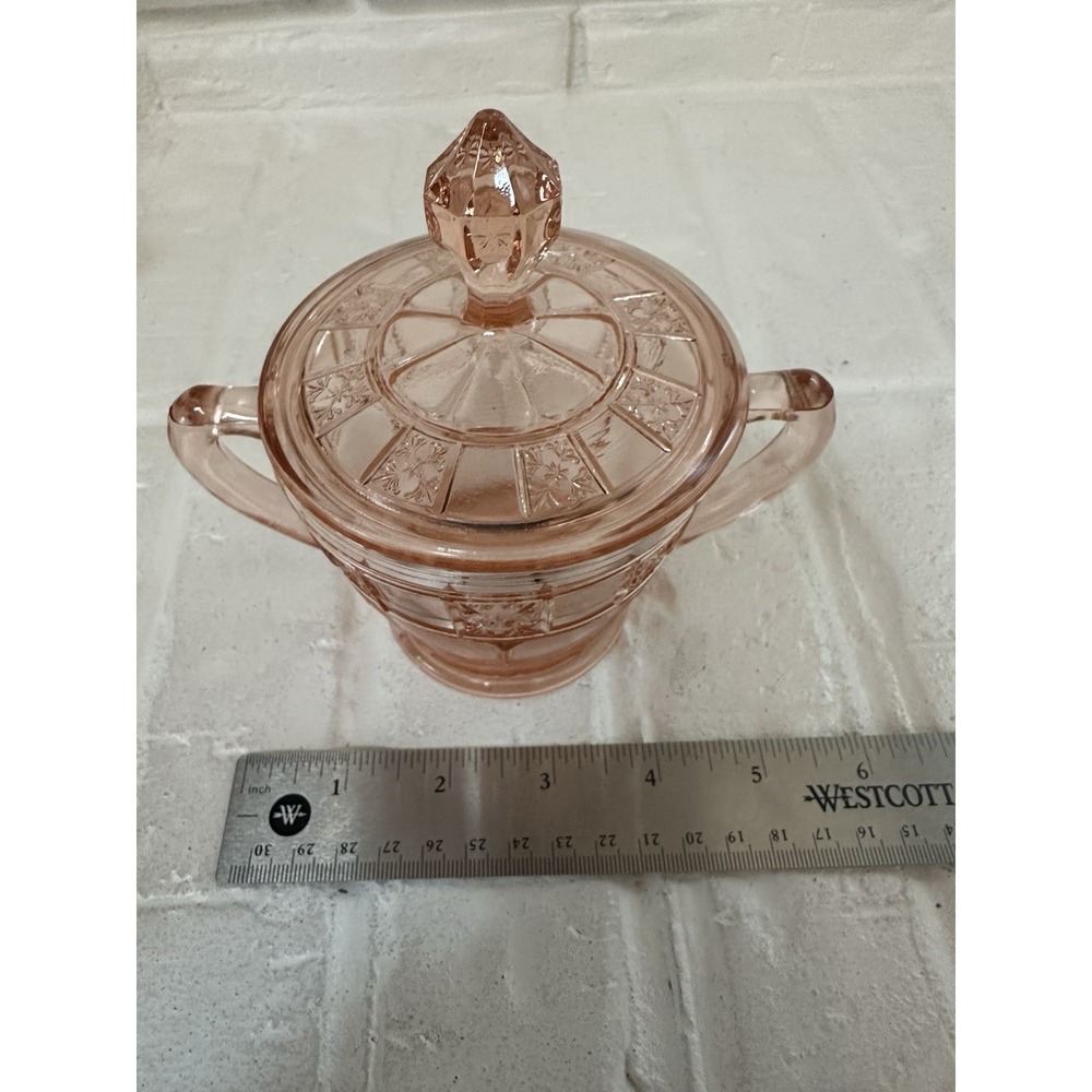 Jeannette Doric Creamer & Sugar Bowl Pink Depression Glass Read - Picture 6 of 16